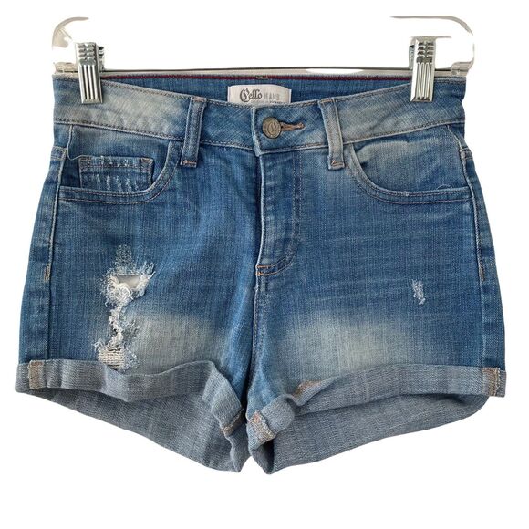 Cello Shorts Denim Womens Small Distressed Light Wash Cuffed - Picture 6 of 6